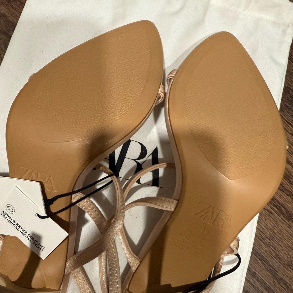 Zara nude strappy Heels with Modern Minimalist Straps - Picture 6 of 11